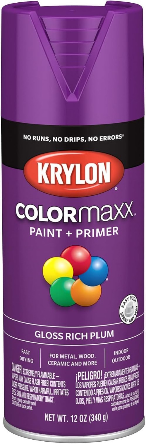 Versatile Rich Plum Gloss Spray Paint & Primer – Perfect for Any Surface – 12 Oz
