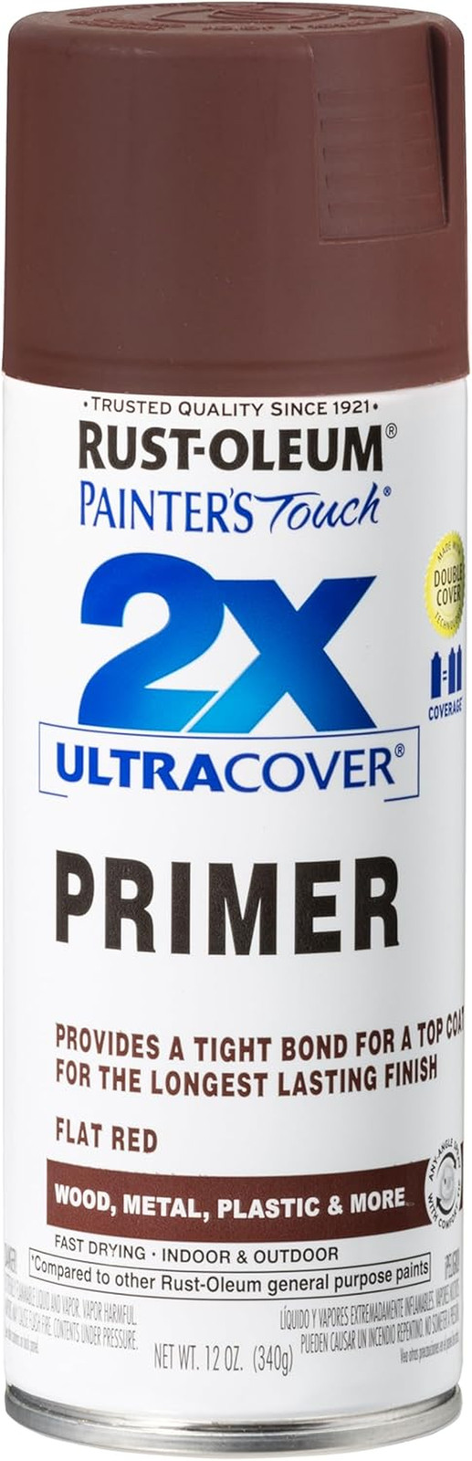 334018 Painter’s Touch 2X Ultra Cover Spray Primer, 12 oz, Flat Red