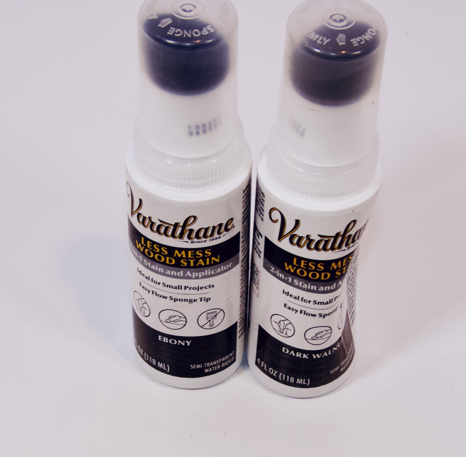 Varathane Less Mess Water-Based Wood Stains Ebony & Dark Walnut Lot Of 2