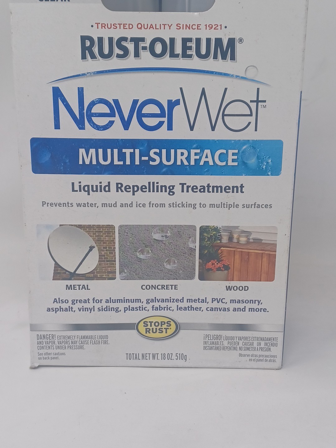 1 Rust Oleum Never Wet Spray Liquid Repelling Treatment 18oz