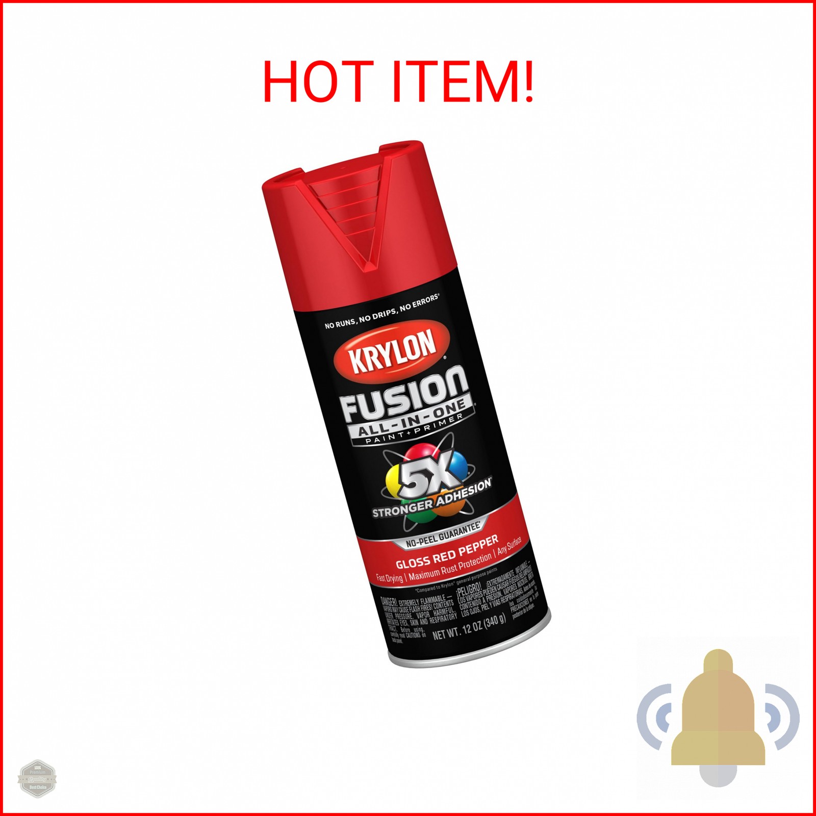 Krylon Fusion All-In-One Gloss Spray Paint & Primer, Red Pepper – 1 Each