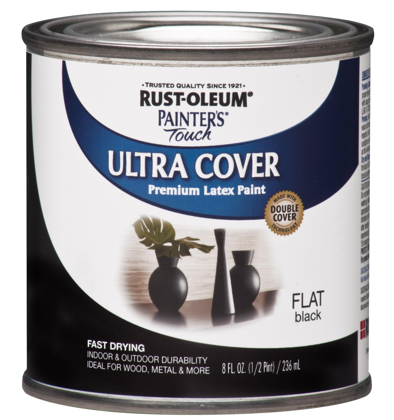 Rust-Oleum 1976730 Painter’s Touch Latex Paint, Half Pint, 1/2 pt, Flat Black