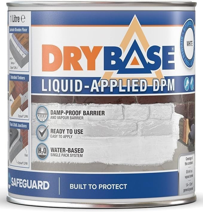 New Drybase Liquid Damp Proof Membrane 1 Litre White In/Outdoor Fast Shipping