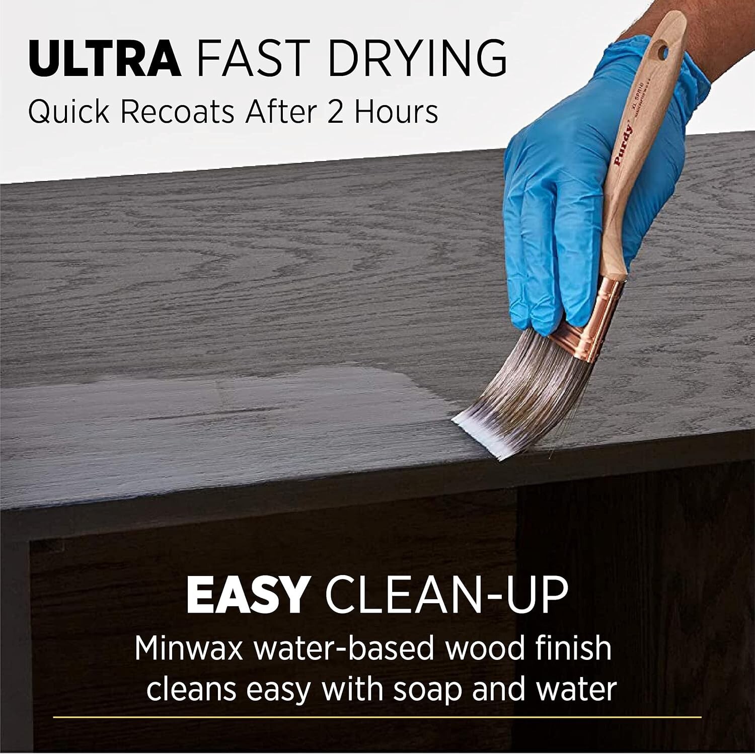 Minwax 62222 Quart Water Based Polycrylic Crystal Clear Matte Topcoat Finish