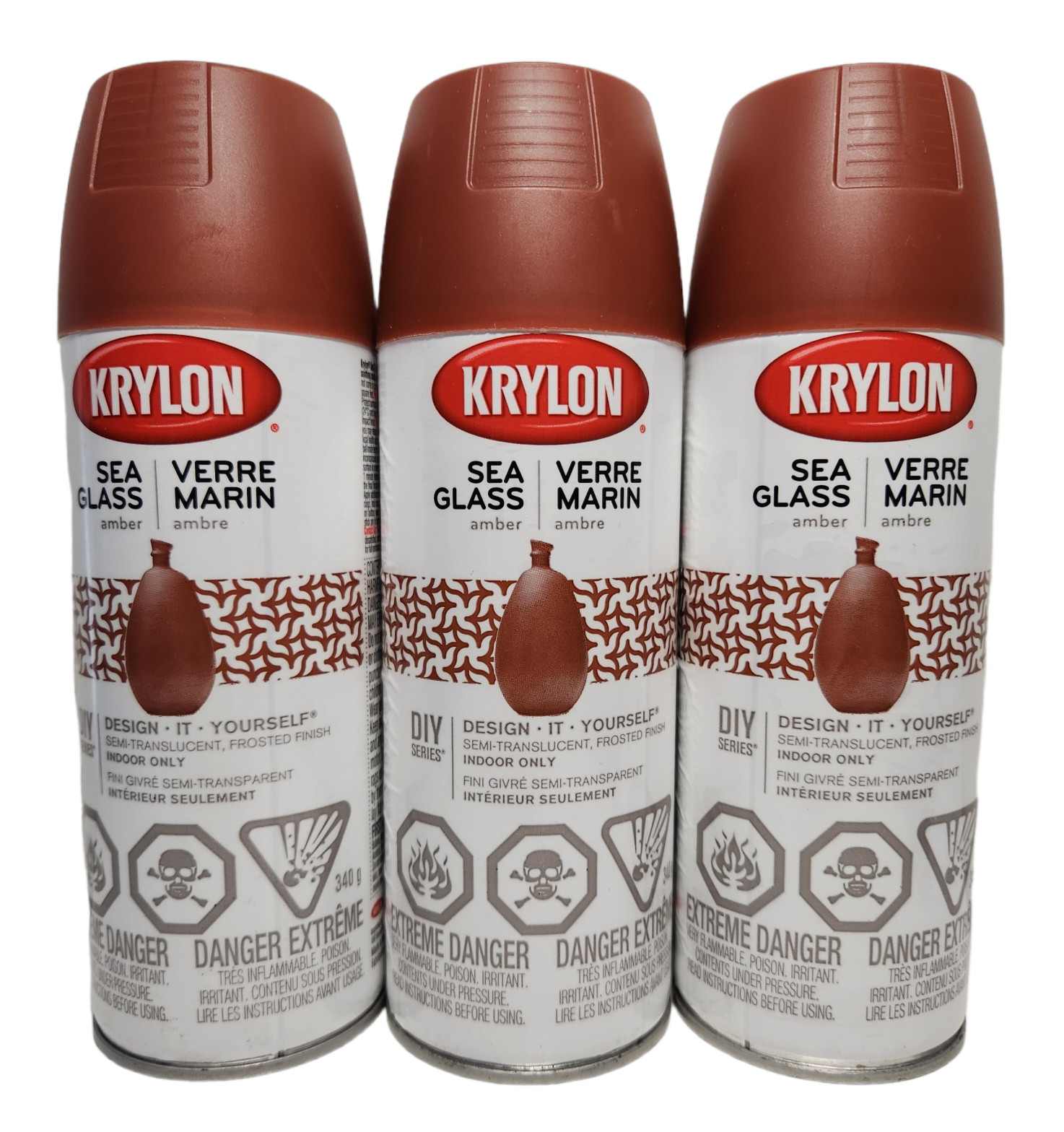 3 Cans Krylon Sea Glass Spray Paint Amber 12 oz Each DISCONTINUED K09053000