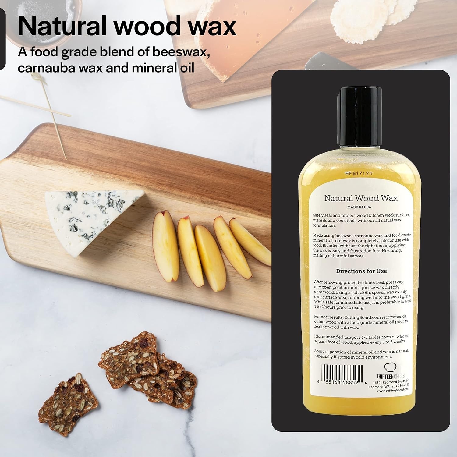 Cutting Board Wax and Conditioner with Food Grade Beeswax – Treat Wood…