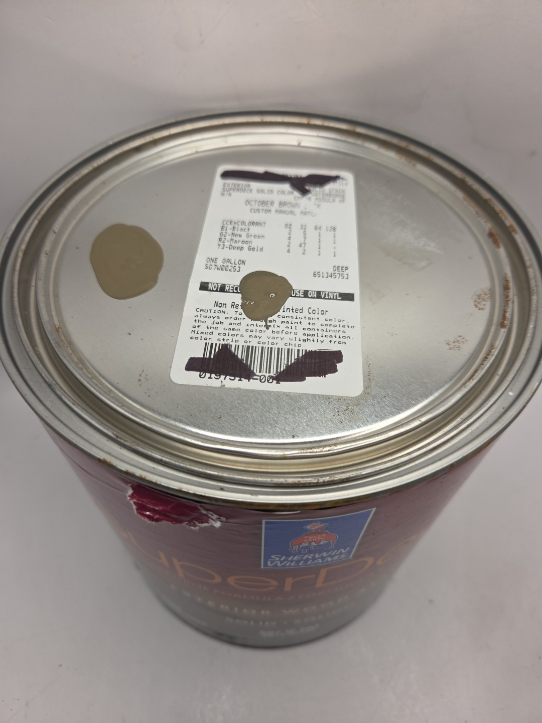 1 Gallon Sherwin Williams Superdeck Solid Color October Brown Exterior Wood…