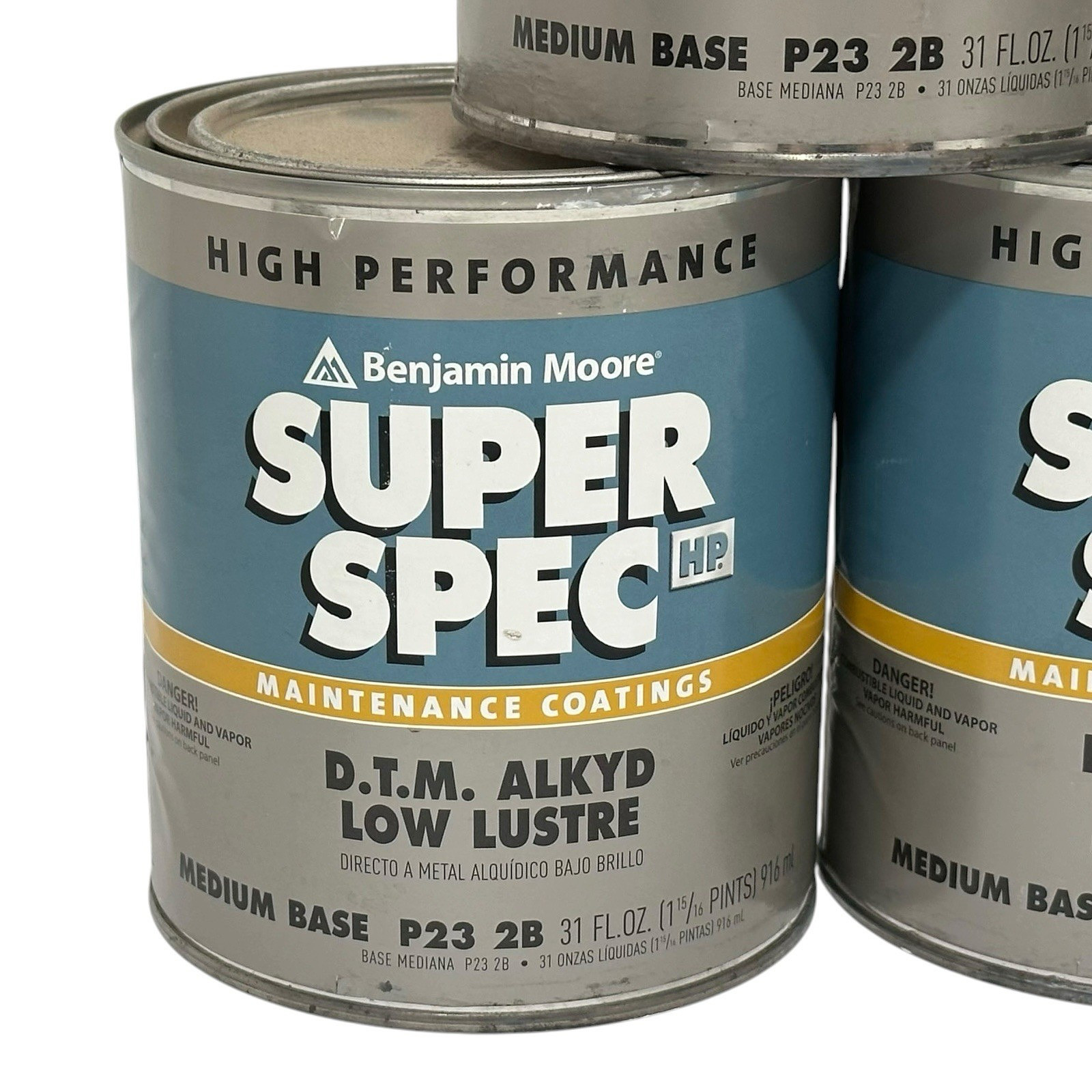 BENJAMIN MOORE SUPER SPEC HP D.T.M. ALKYD LOW LUSTRE P23 MEDIUM BASE – LOT OF 3
