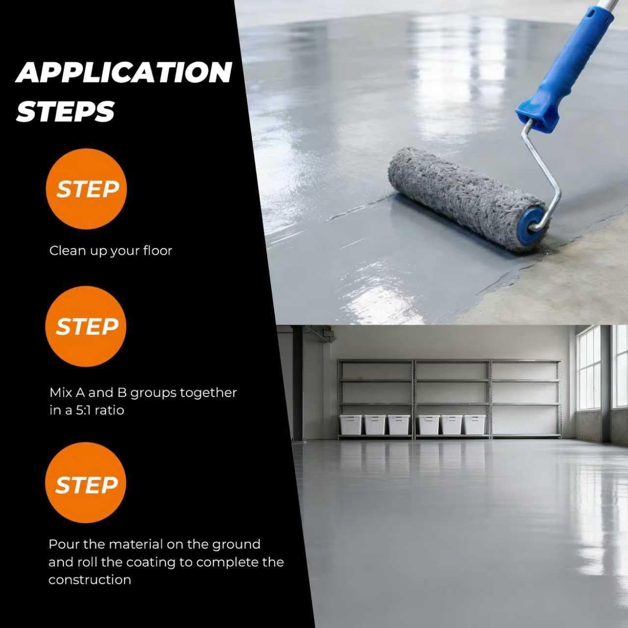 3 Gallon Gray Epoxy Floor Coating Kit 2 Part Garage Concrete Paint Low VOC