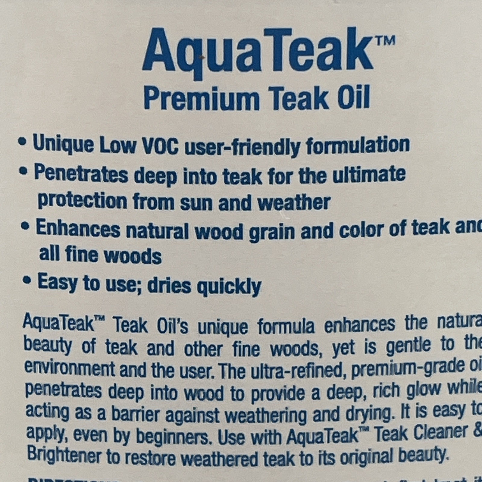 AquaTeak Premium Teak Oil, 501SS, 16 Oz AQUA TEAK NEW