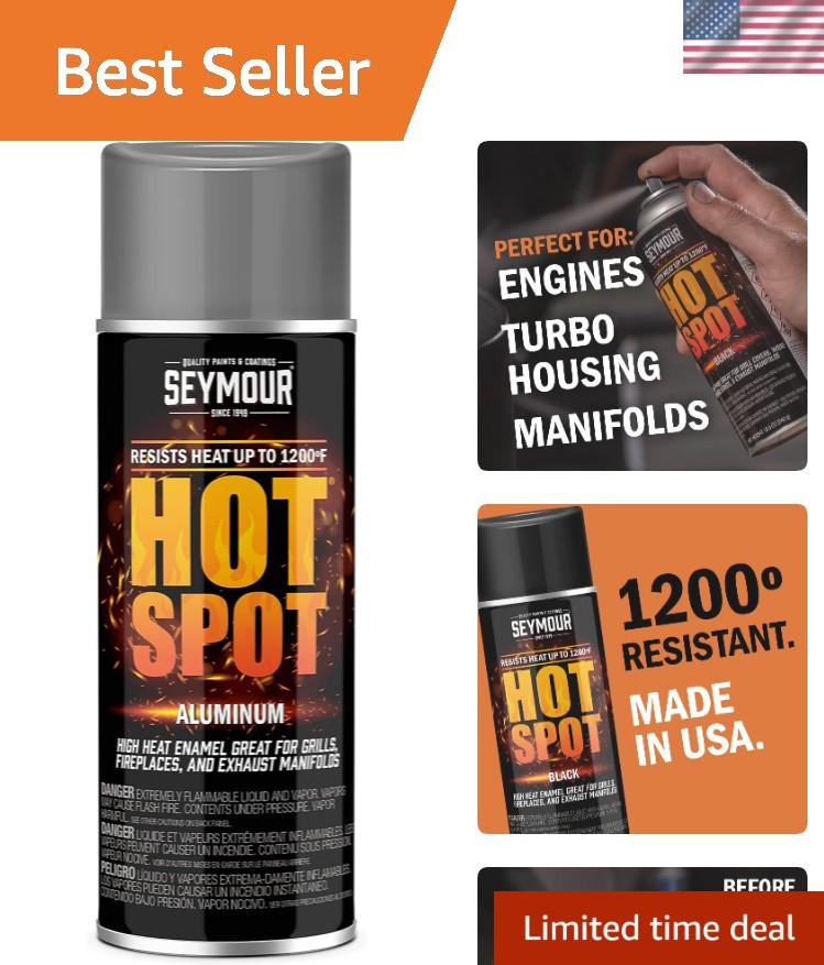 12 oz Seymour Hot Spot High Heat Spray Paint – Porcelain Finish, Indoor/Outdoor