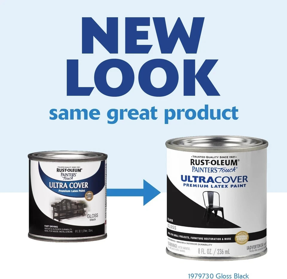 1979730 Painter’S Touch Latex Paint, Half Pint, Gloss Black, 8 Fl Oz (Pack of 1)