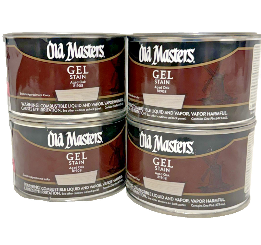 4x Old Masters Gel Stain Aged Oak 81908 One Pint 473mL Wood Finish New