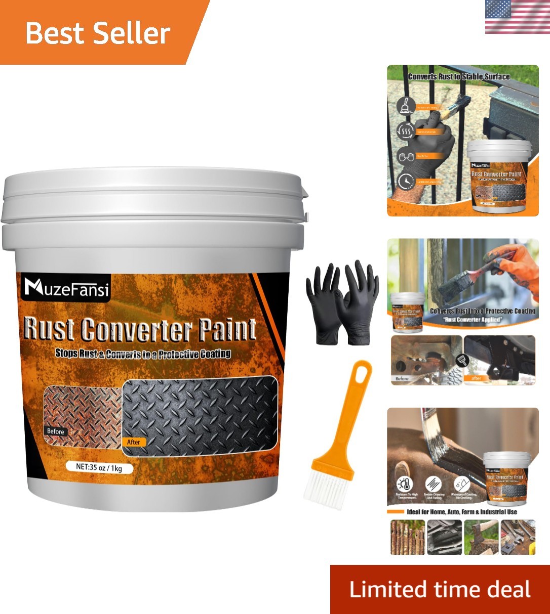 Eco-Friendly 2-in-1 Rust Converter & Primer – 35oz for Automotive and Marine Use