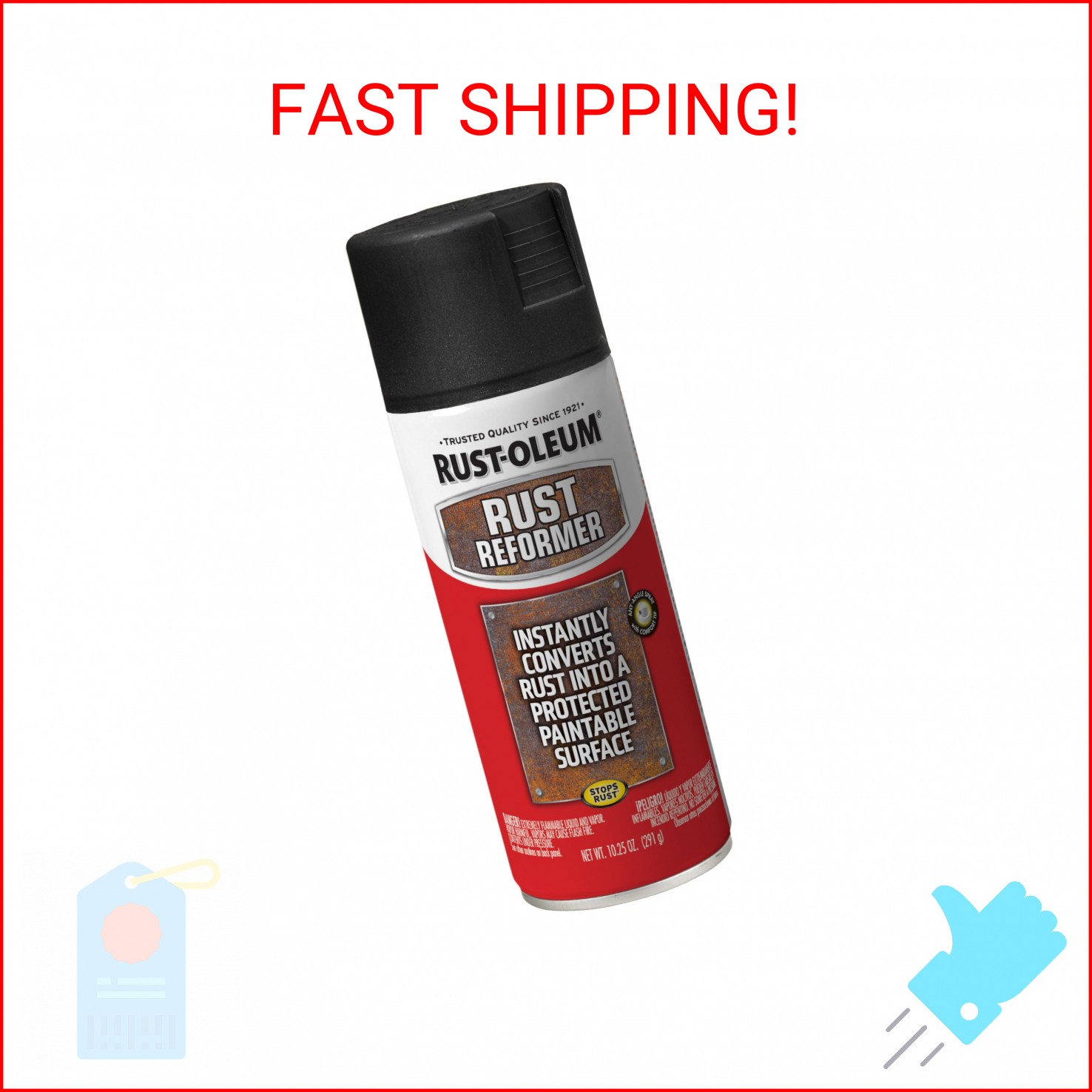 Rust-Oleum 248658 Stops Rust Reformer Spray Paint, 10.25 oz, Matte Black