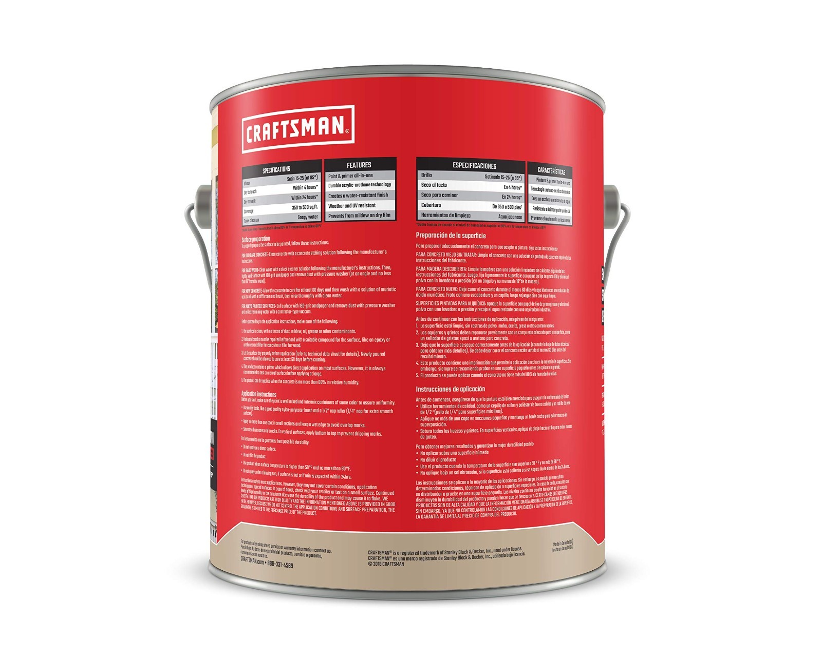 Craftsman Semi-Transparent Wood Stain and Sealer Premium Beige Satin 128-Fl Oz