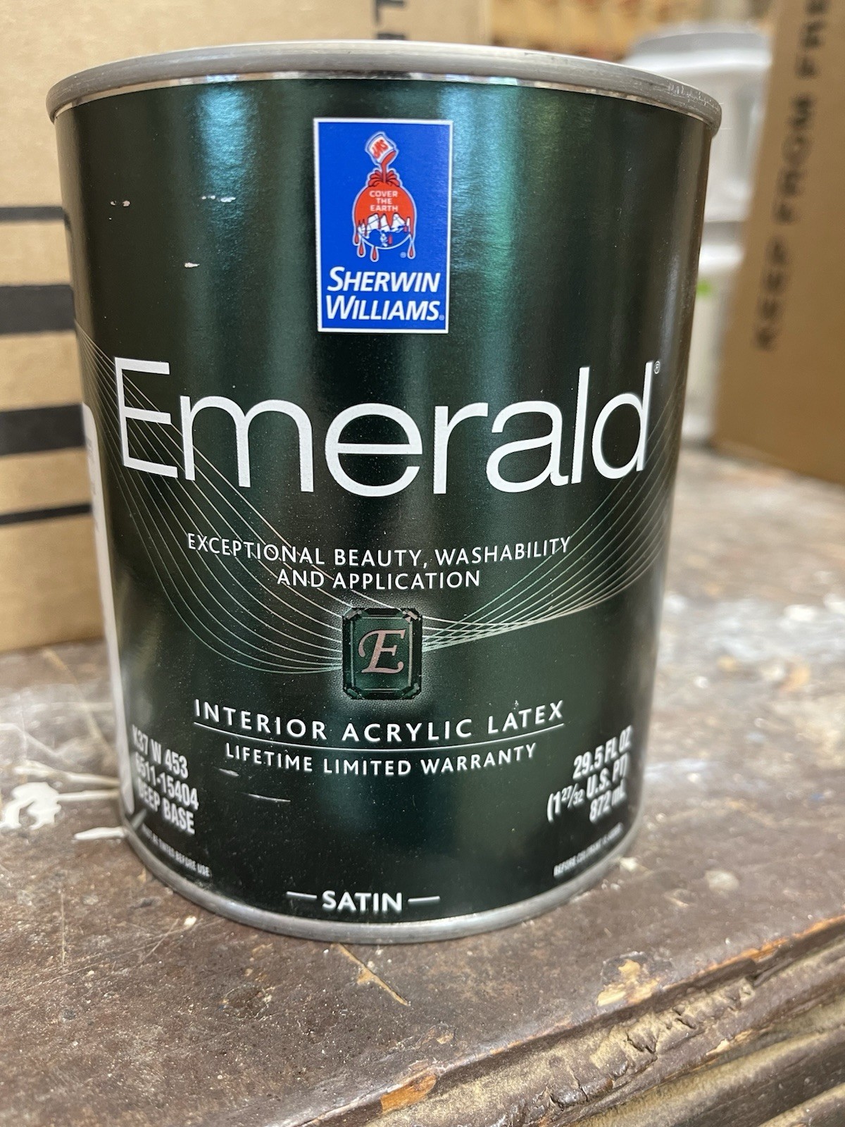 Quart Sherwin Williams Emerald Latex Water Based Paint /Deep Base/ Satin
