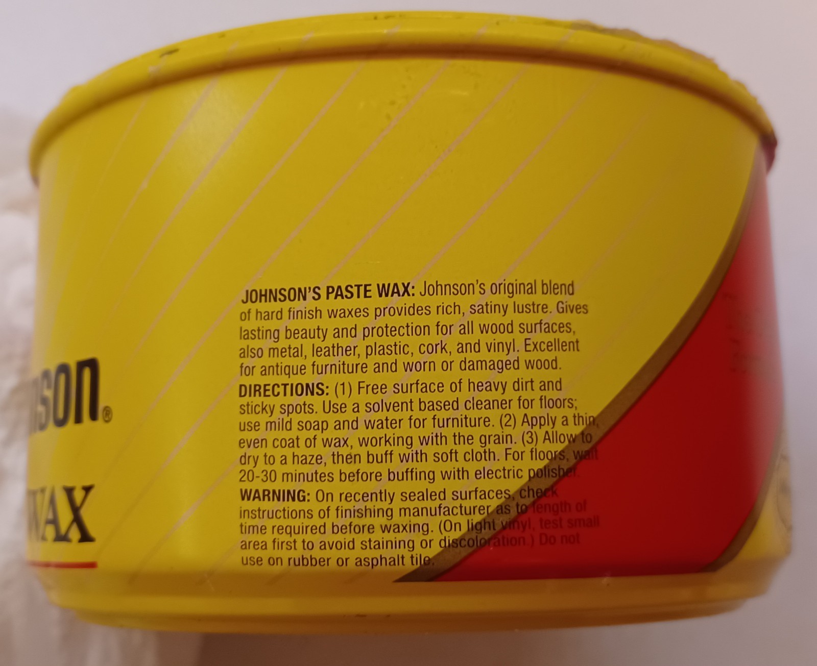Vintage DISCONTINUED 16 oz SC Johnson Wood Paste Wax, Weighs Just Over One Pound
