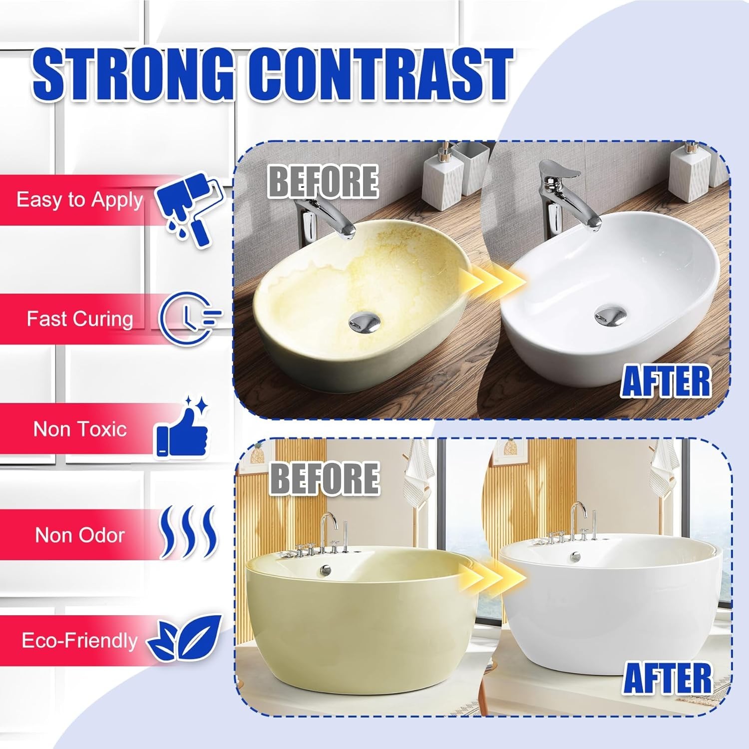 Tub and Tile Refinishing Kit – 17Oz Semi-Gloss White Tile Paint with Tools for B