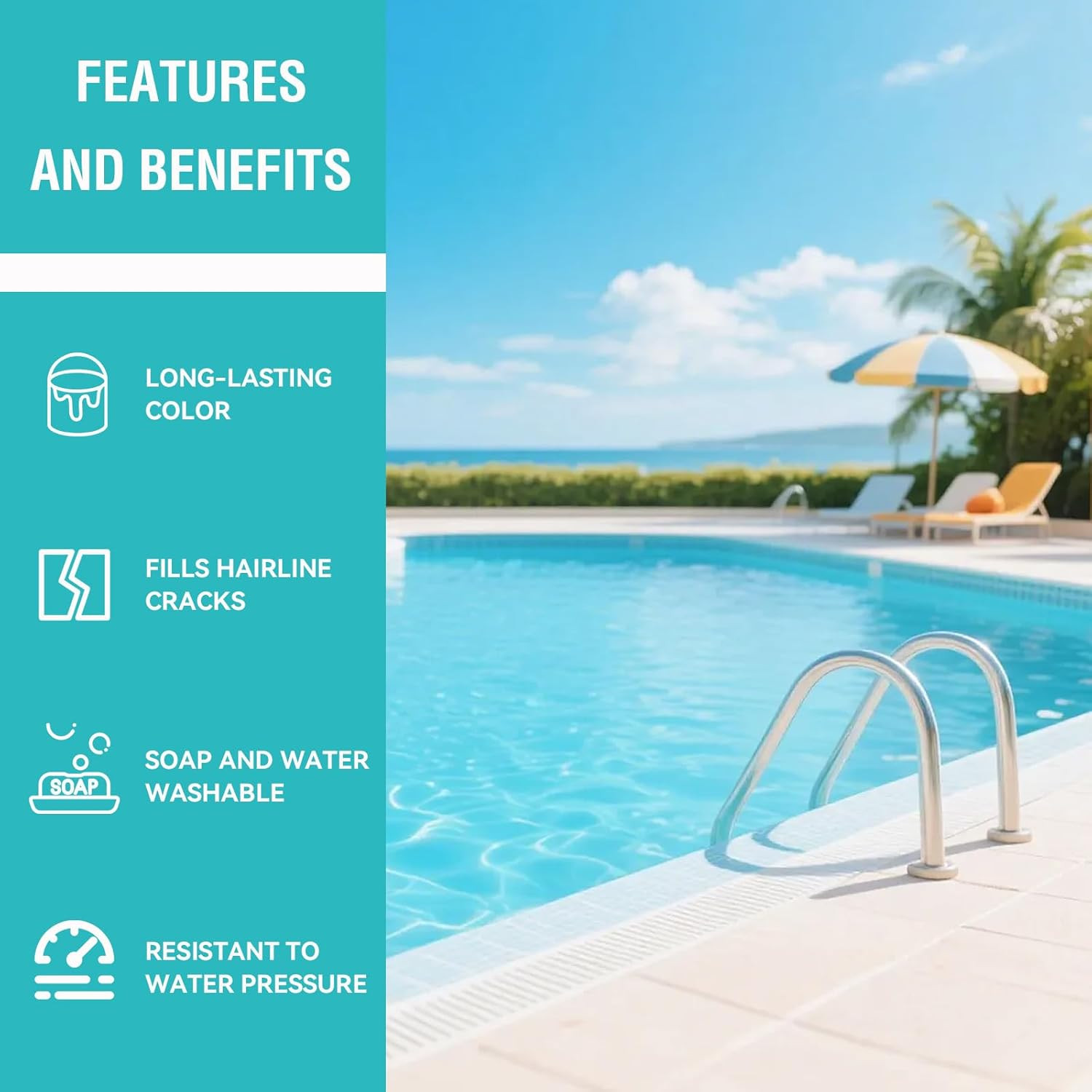 Waterproof Paint Light Gray 1 Gallon for Walls, Floors, Pools & Outdoor Use