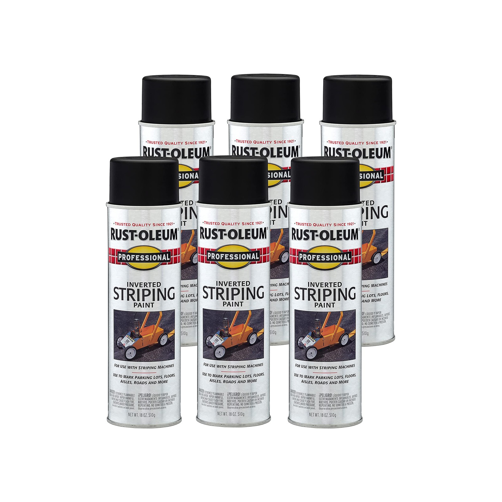 Rust Oleum Professional Inverted Striping Paint 18 Oz Pack Of 6 Black