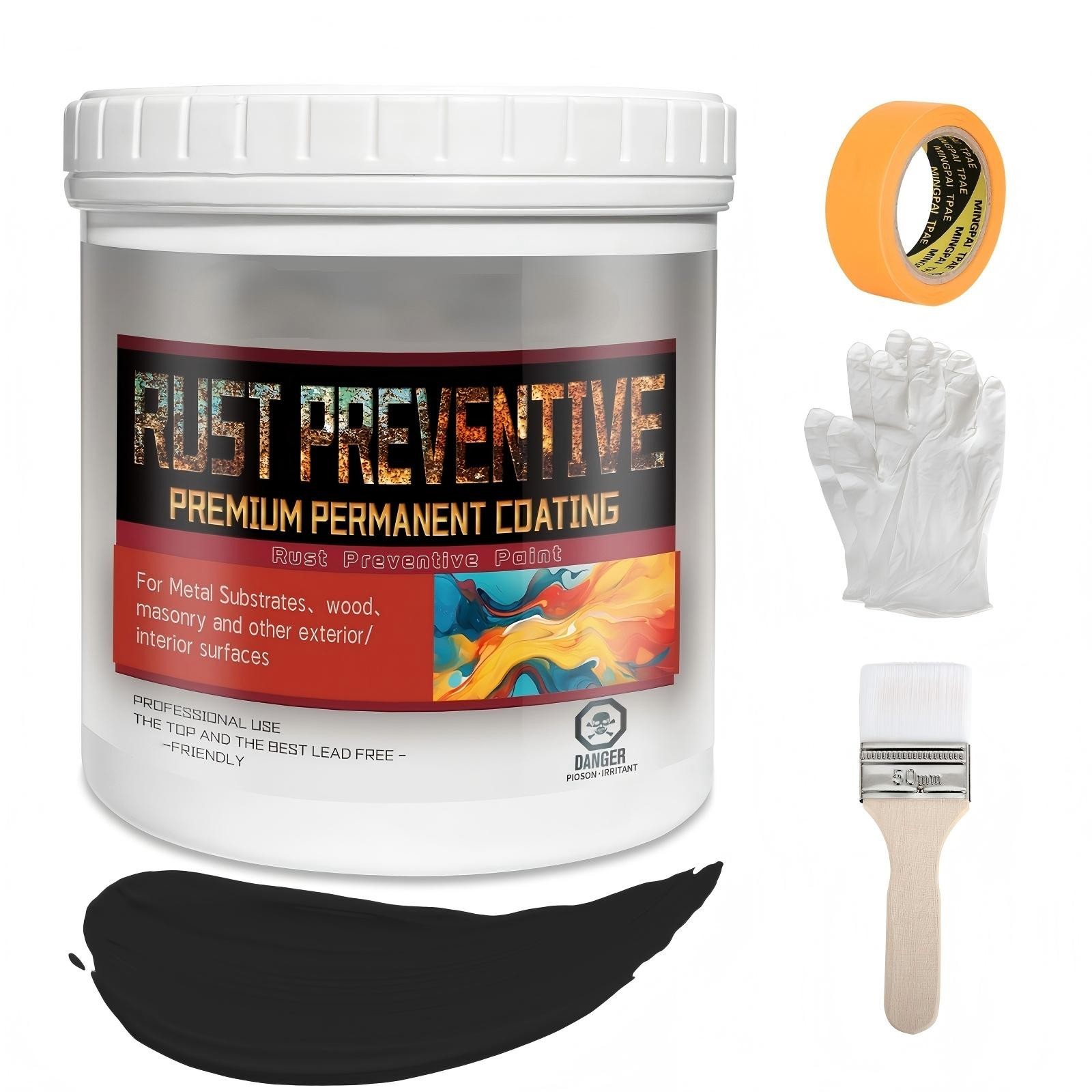 Water-based metallic paint,Anti-Rust Paint,Black 16 Fl Oz,Corrosion Permanently