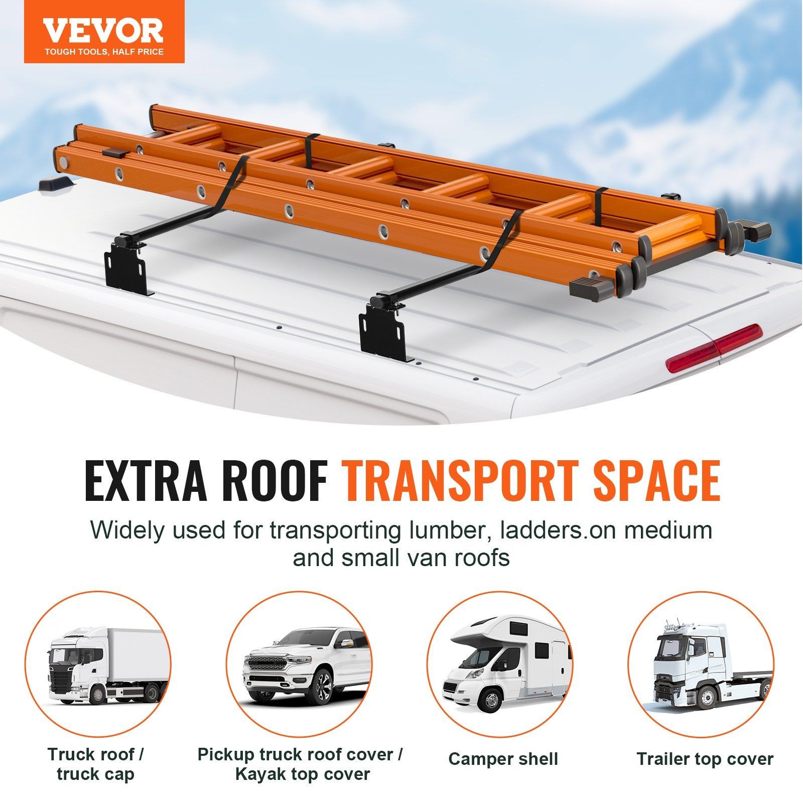 Top-Mount 500lb Roof Rack for Long Item Transportation