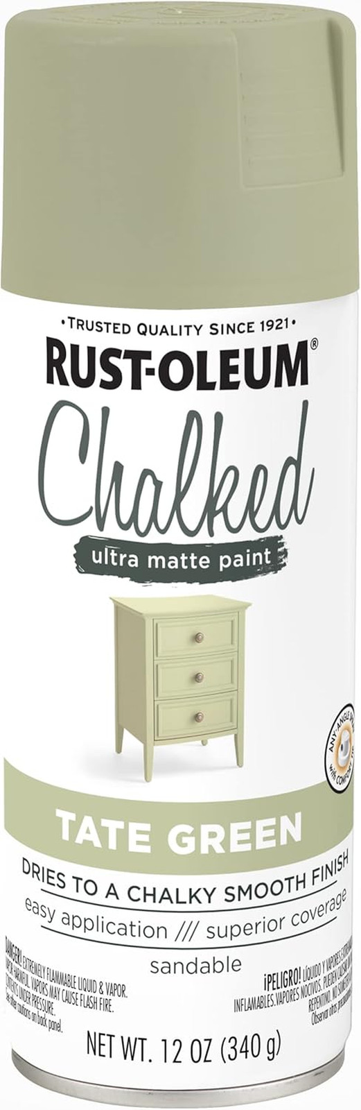 Rust-Oleum Tate Green Chalked All-In-One Ultra Matte Spray Paint | One Coat Cove
