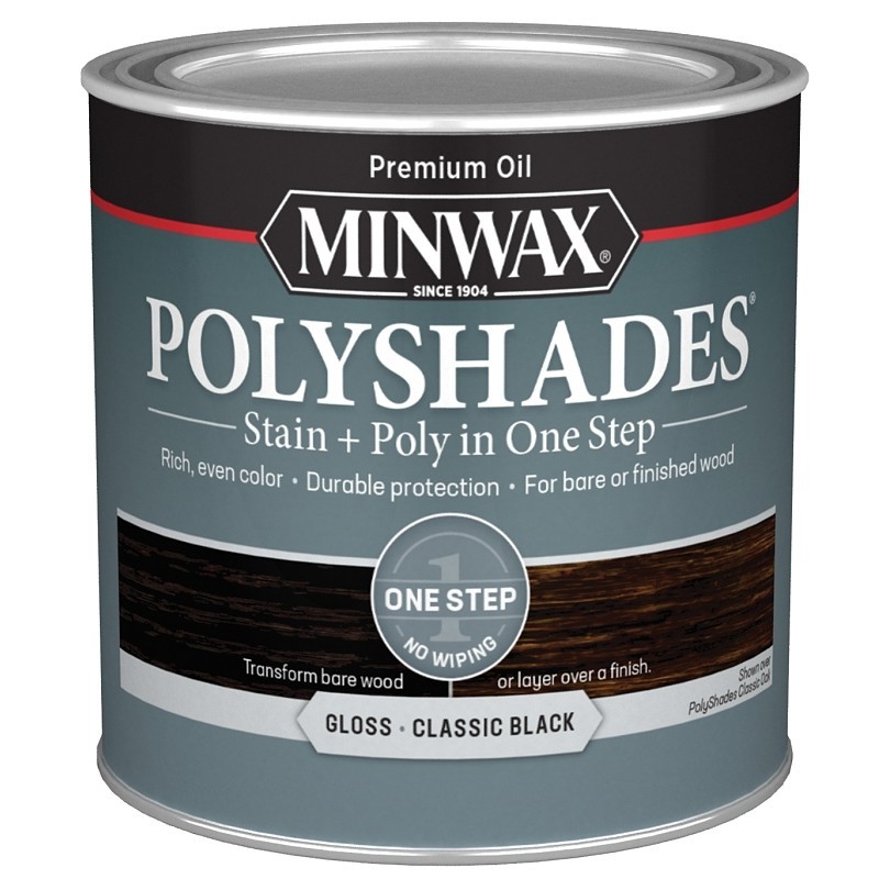 Minwax 214954444 Waterbased Polyurethane Stain, Gloss, Liquid, Classic Black, 0.
