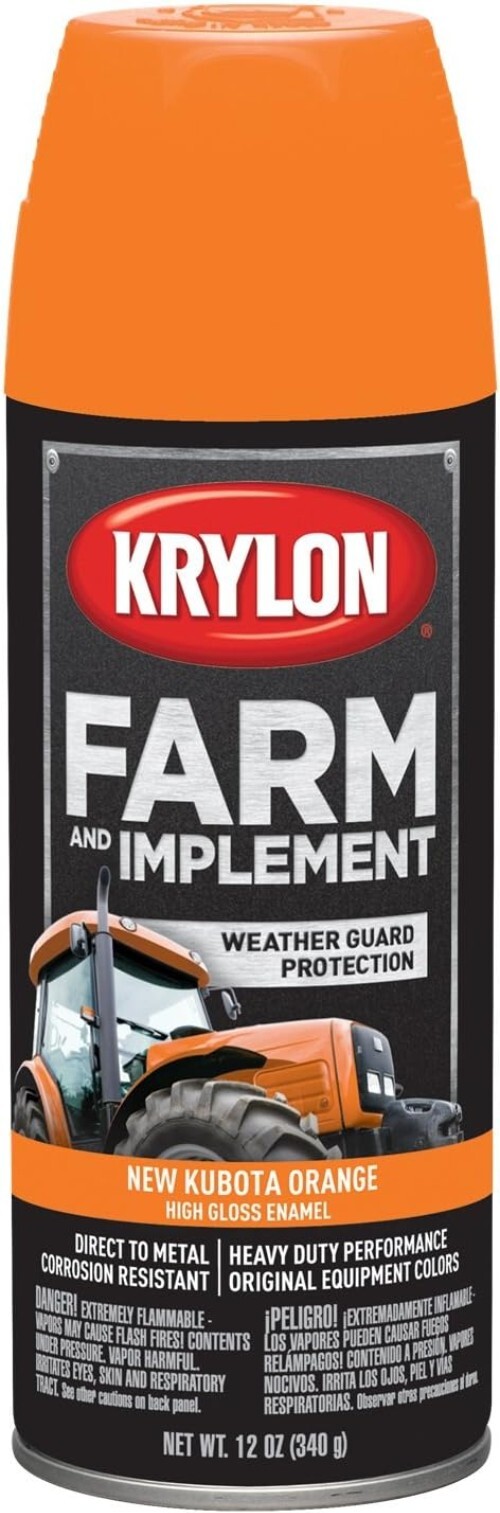 Durable Spray Paint – High Gloss – New Kubota Orange – 12 oz – Metal & Wood