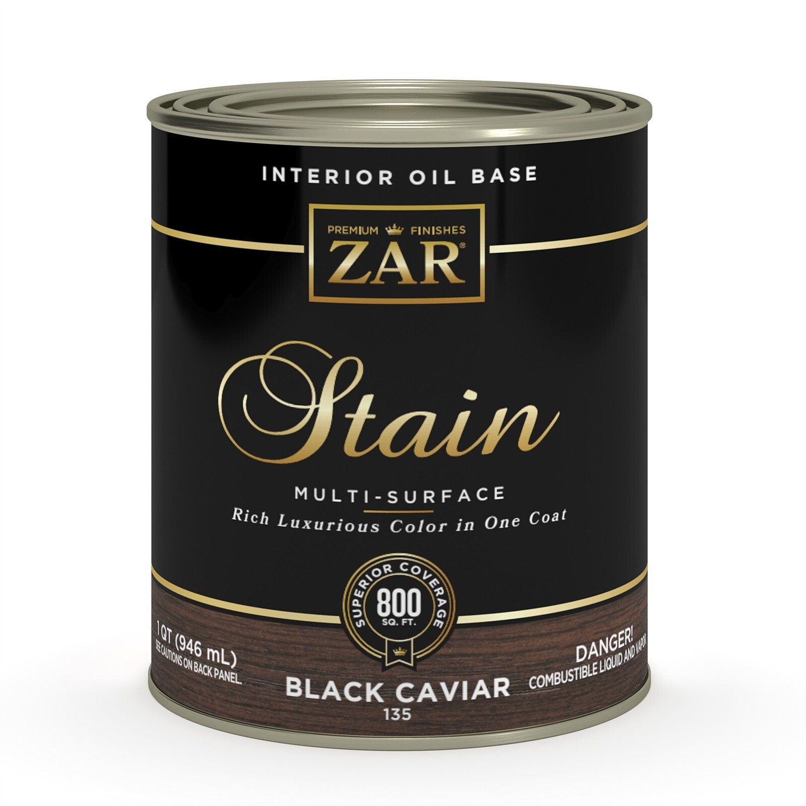 ZAR 13512 Interior Oil Base Stain Multi-Purpose Black Caviar 135 Finish 1 QT NEW
