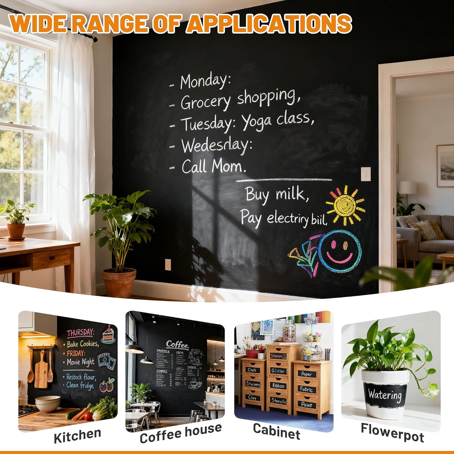 Black Chalkboard Paint – Matte Black Chalk Board Paint, 33.8 Fl Oz Easy to Apply