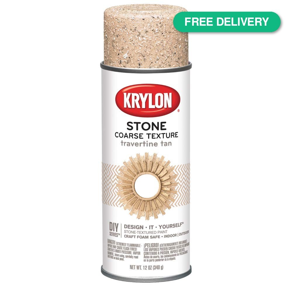 Krylon Coarse Stone Textured Finish, Travertine Tan, 12 oz