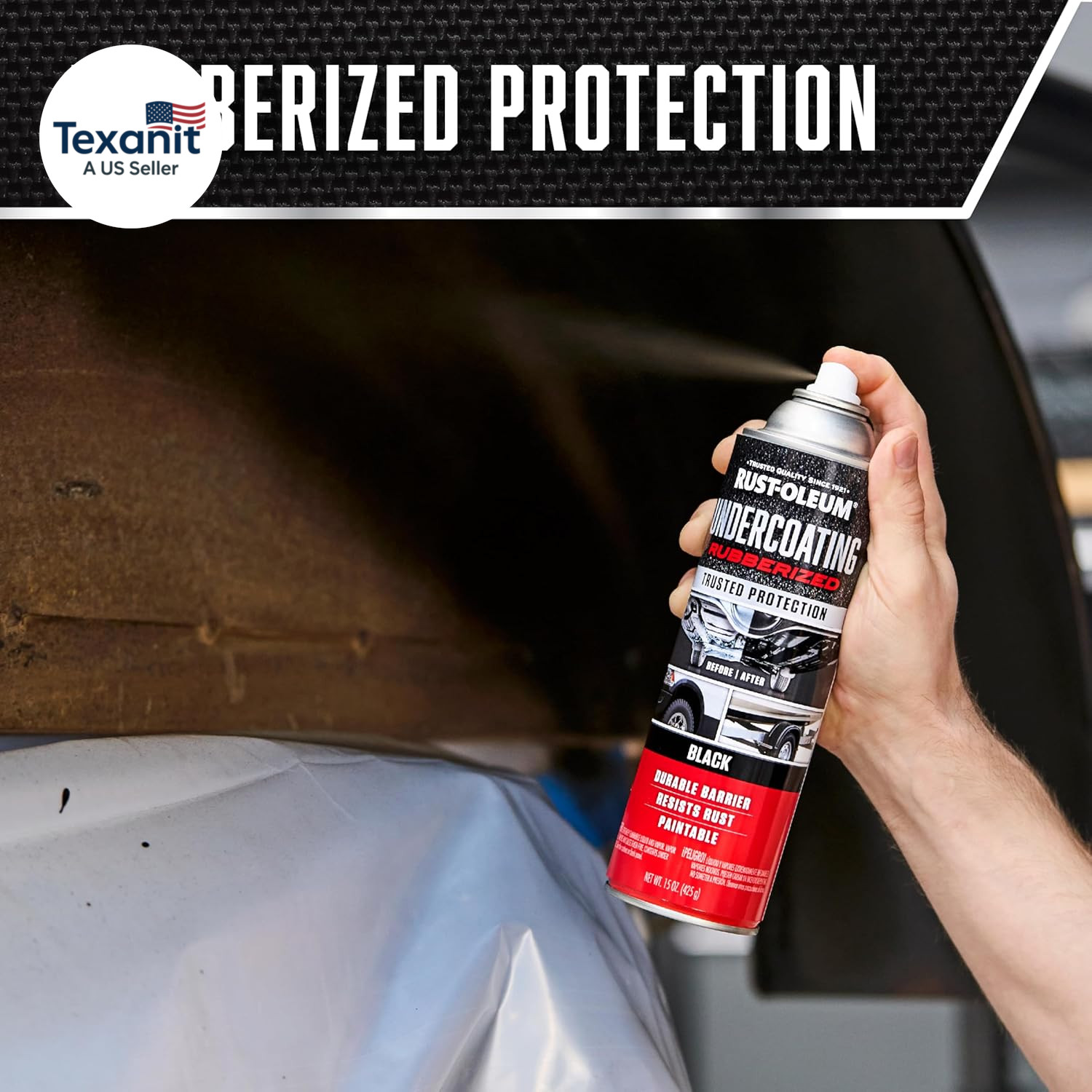 248657-6PK Stops Rust Undercoating Spray, 15 Oz, Rubberized Black, 6 Pack