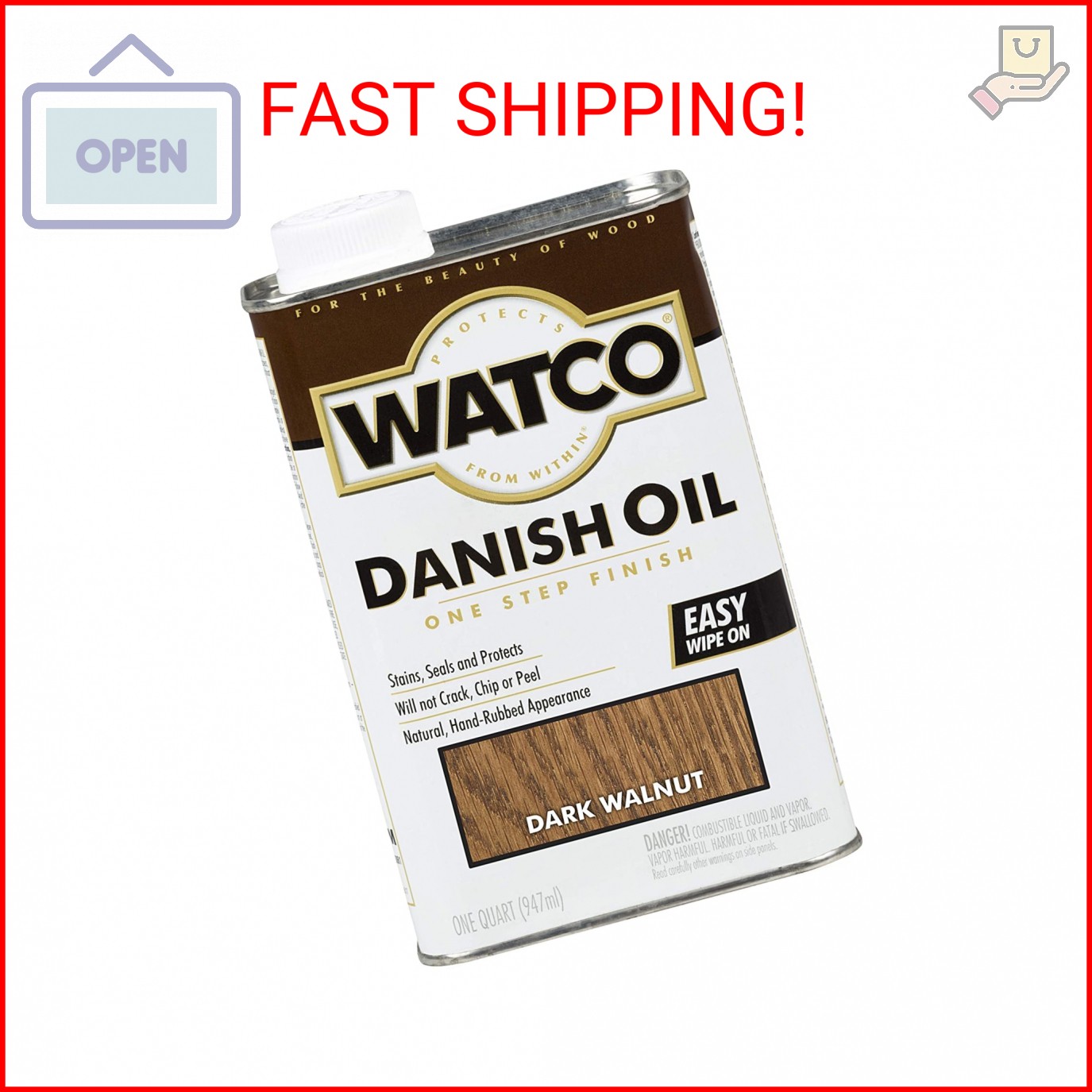 Watco 242220 Danish Oil Wood Finish, Quart, Dark Walnut