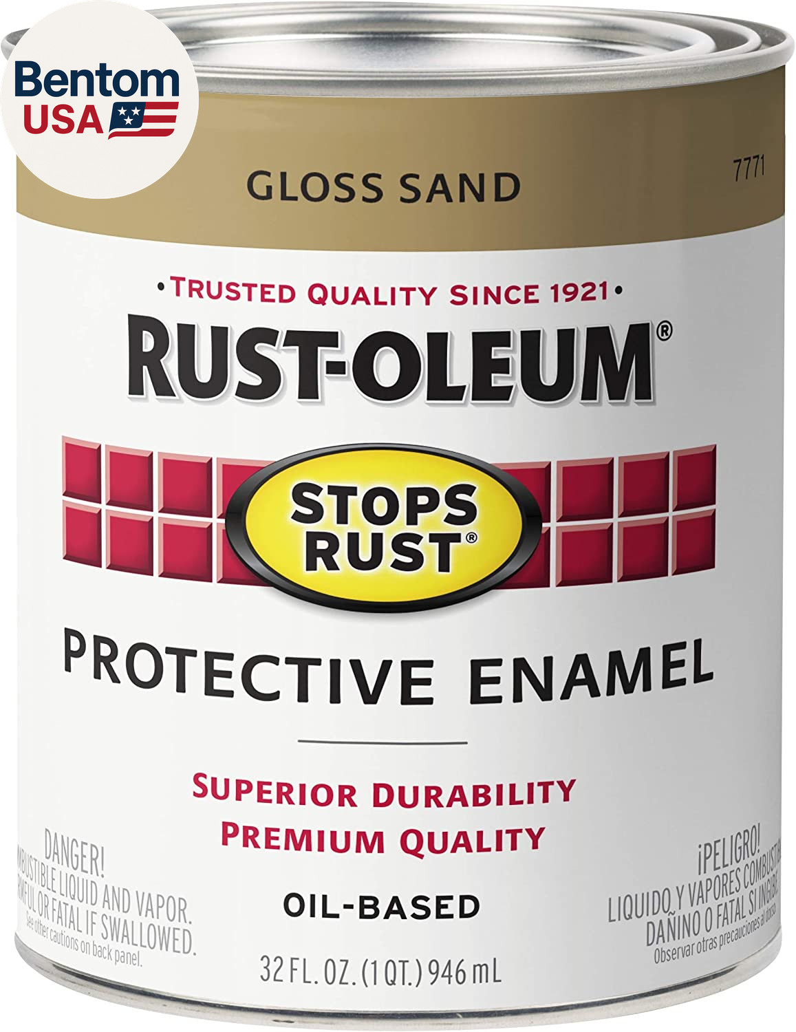 7771502 Stops Rust Brush on Paint, Quart, Gloss Sand, (Pack of 1)