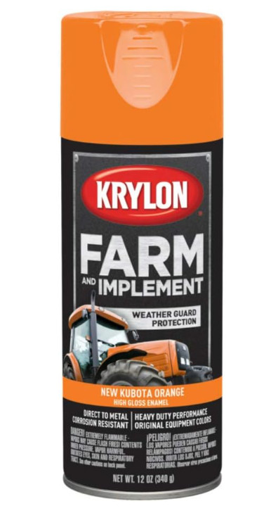 Krylon K01954008 Farm & Implement Spray Paint,High Gloss,New Kubota Orange, 12oz