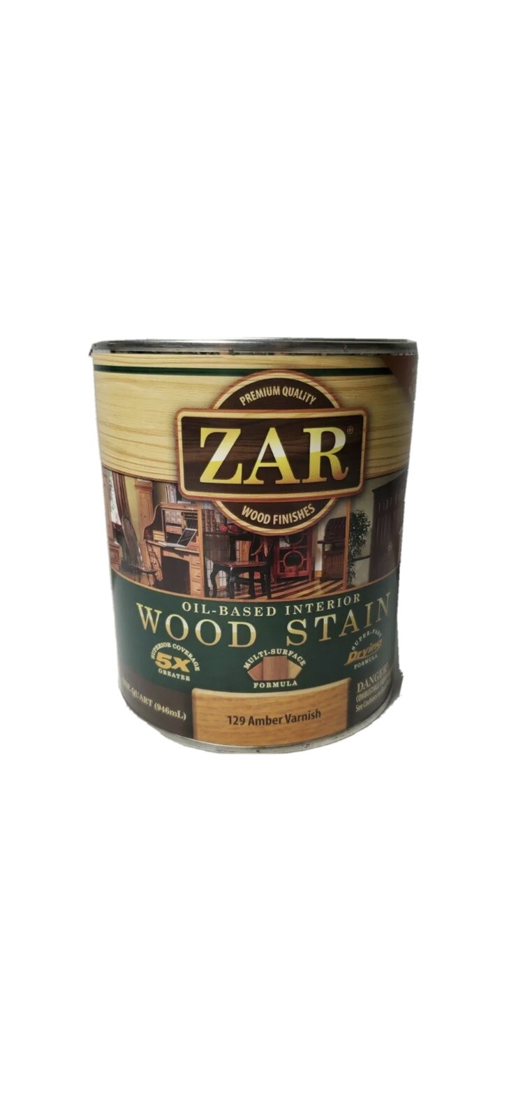 Quart Can ZAR 129 AMBER VARNISH Oil Based Interior Wood Stain 12912 14H04 Green