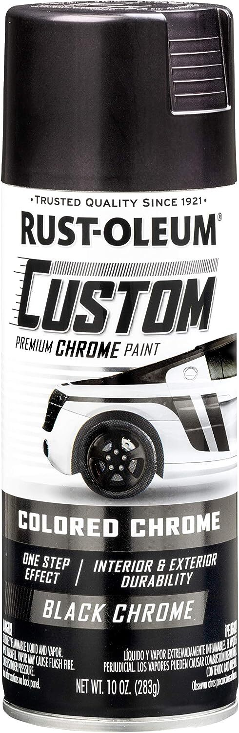 343346 Pintura En Aerosol Cromada Personalizada Para Automoviles, 10 Oz, Negro
