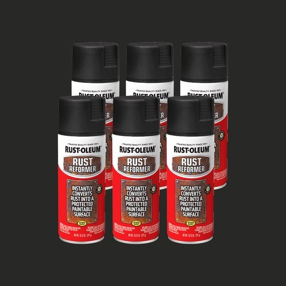6 Pack,Black,Rust-Oleum Automotive Rust Reformer Flat Spray Paint-248658,10.25oz
