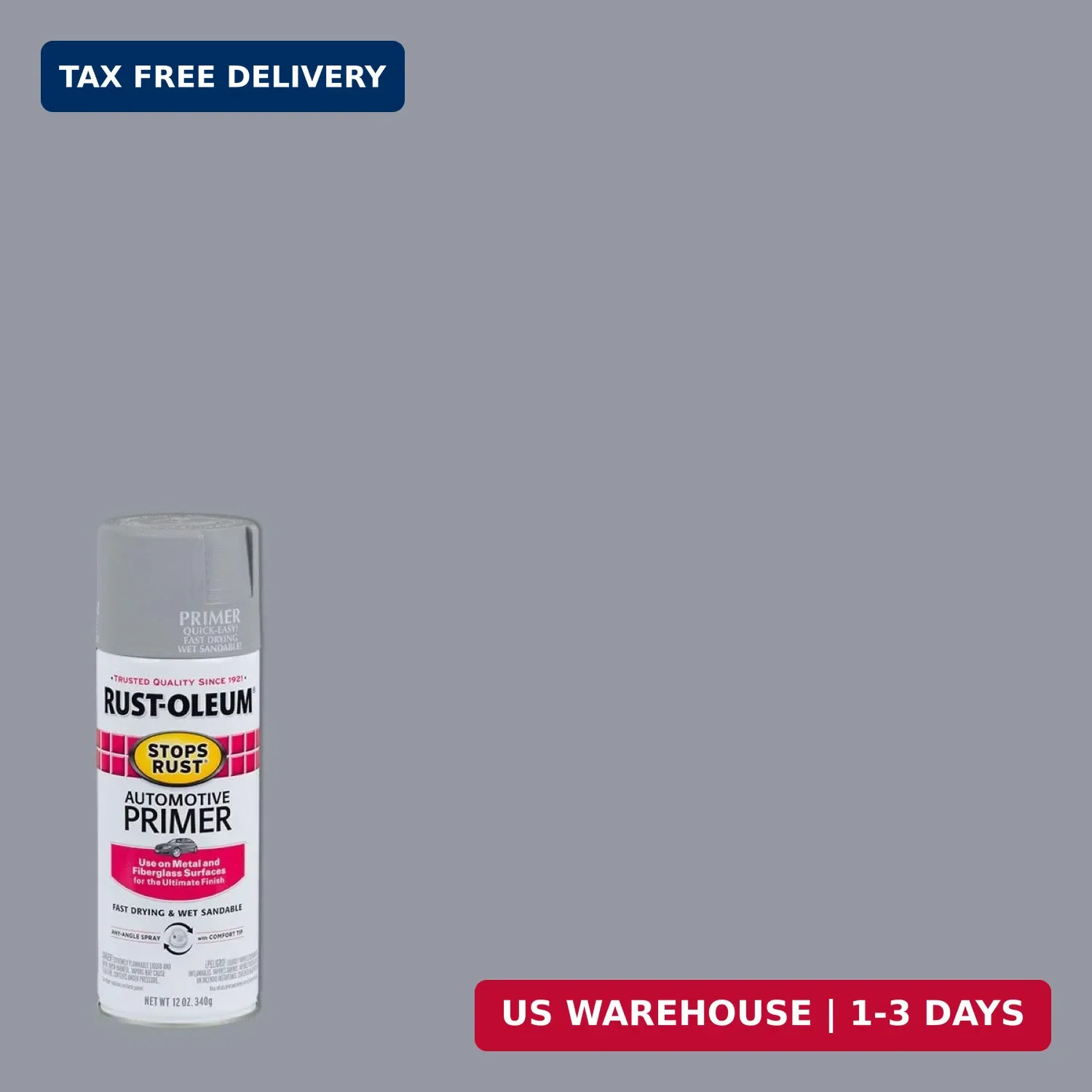 2081830 Stops Rust Automotive Primer Spray, 12 oz, Flat Light Gray