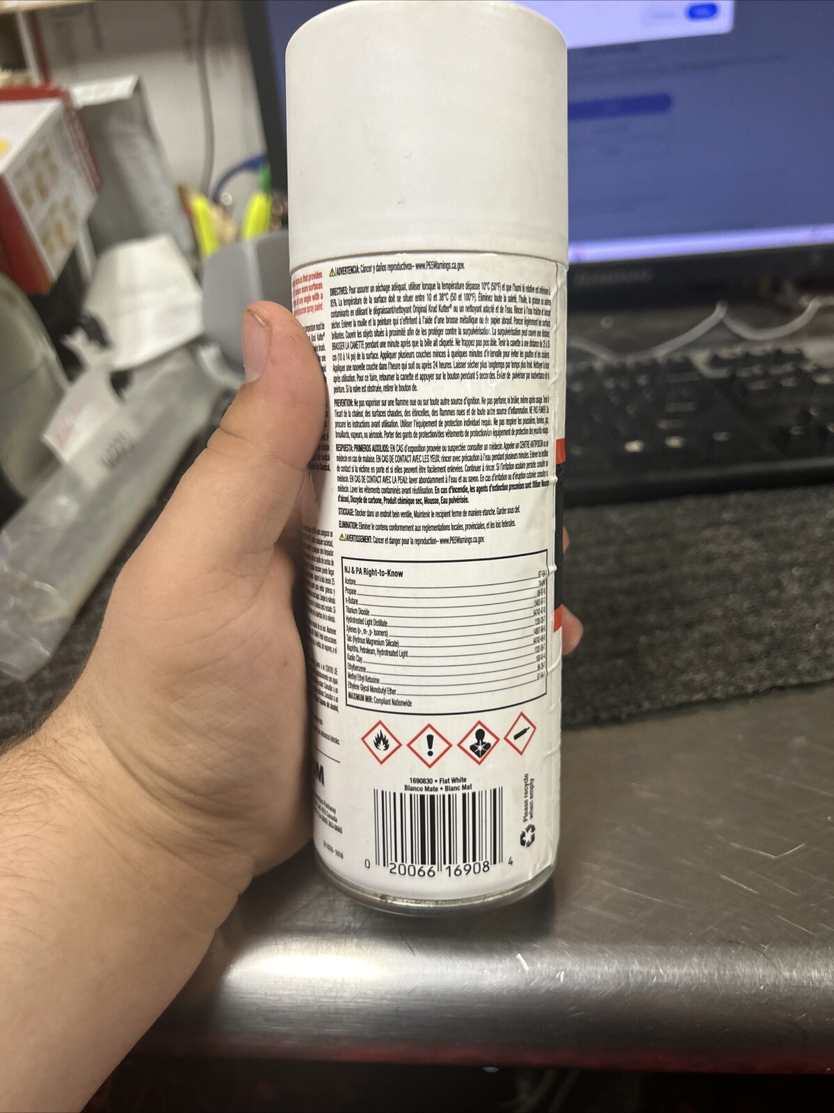 Rust-Oleum 1690830V Spray Paint, White, Flat, 12 Oz