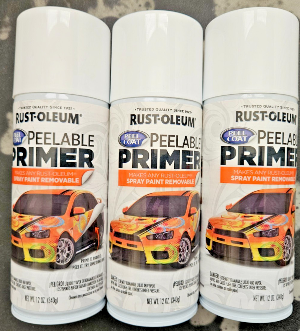 Rust-Oleum 304611 Peel Coat Peelable Primer 12 Oz White 3 Pack