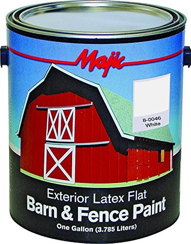 Majic 8-0046-1 Town & Country Barn & Fence Paint, Flat Latex, White, Gallon –