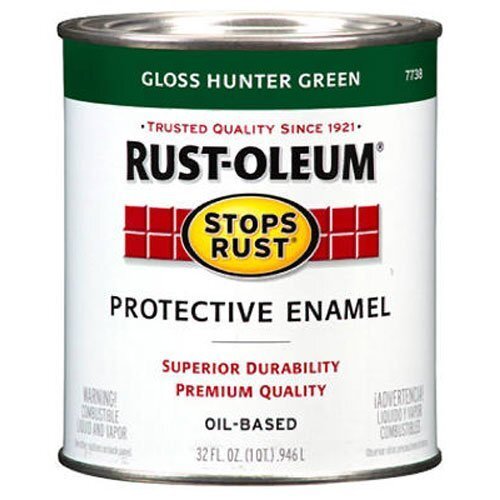 Rust-Oleum 7733502 Stops Rust Brush On Paint, Quart, Gloss Dark Hunter Green