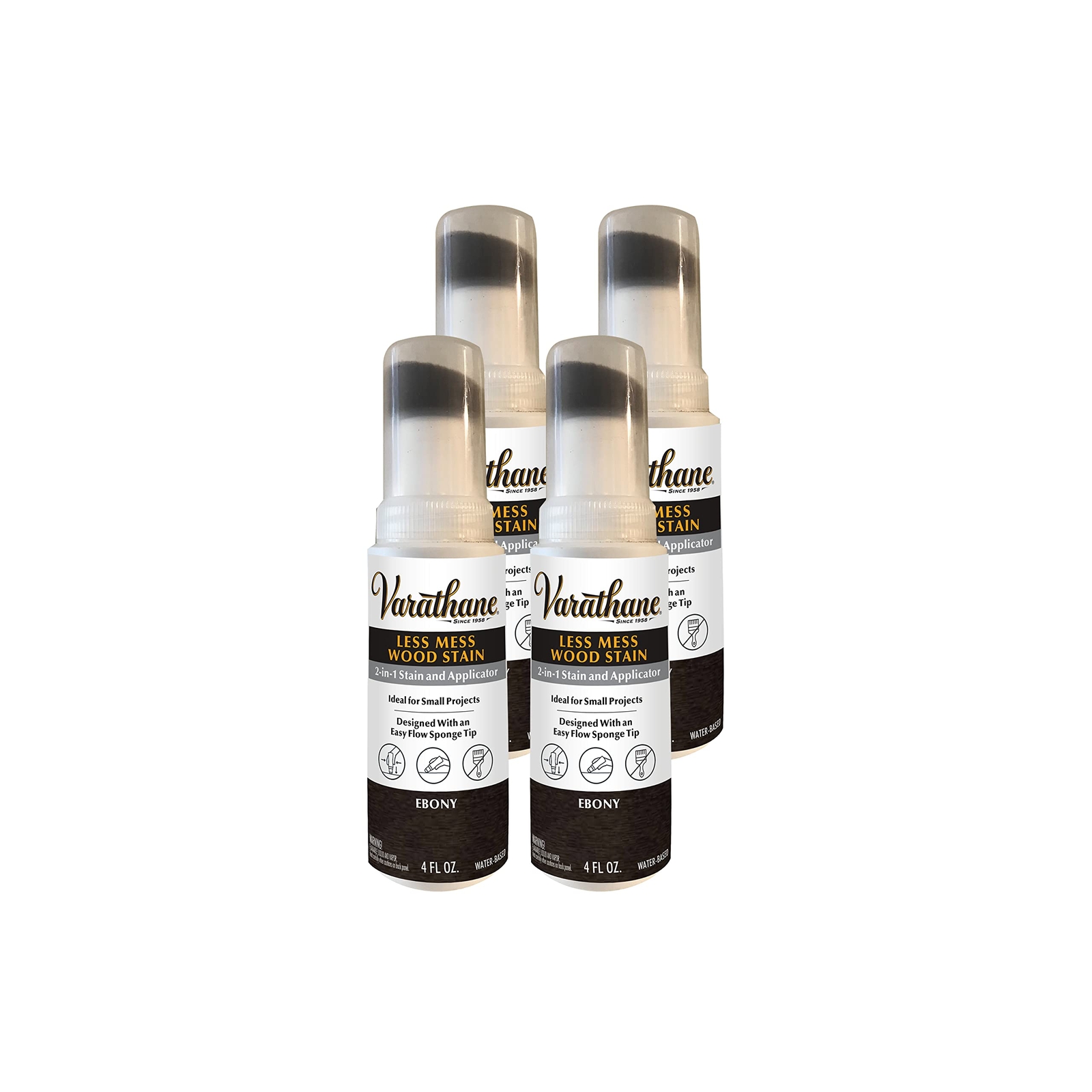 Ebony Wood Stain 4 Ounce Pack of 4 2 in 1 Applicator for Crafts Projects