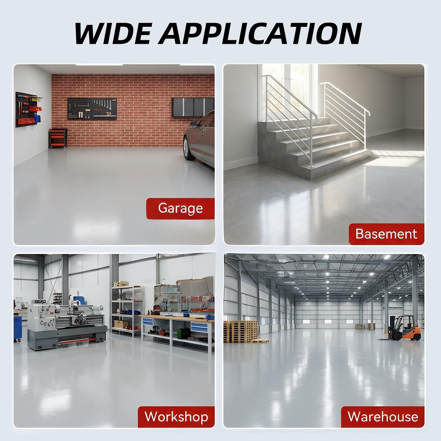 2K Epoxy Garage Floor Coating Kit Light Gray Concrete Paint With Tools 2Kg
