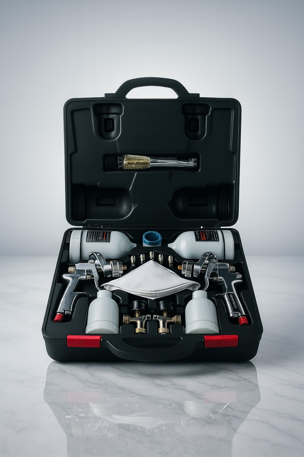 HVLP & Standard Gravity Feed Spray Gun Kit with 600cc &120cc Paint Cups, Stainl