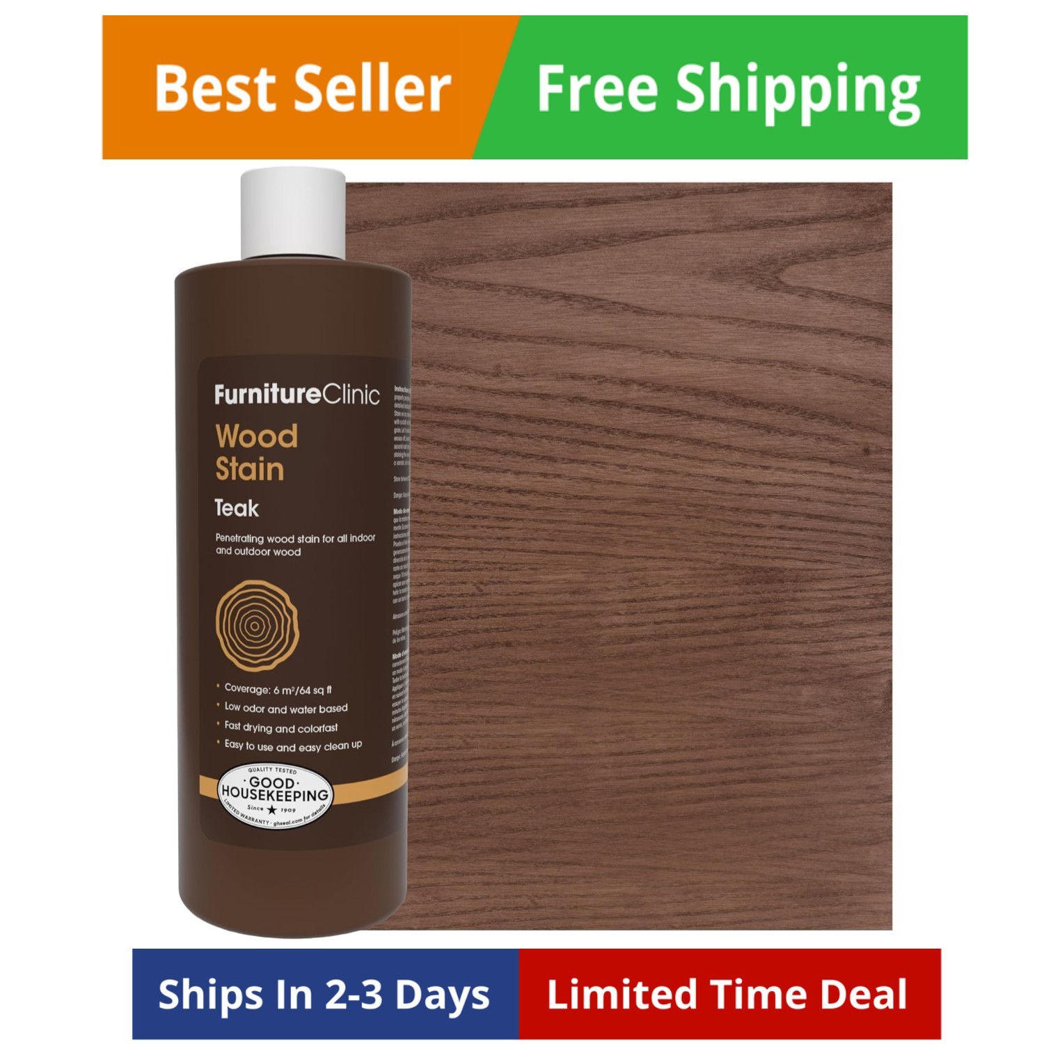 Wood Stain | Teak | Water Based | Fast Drying, Low Odor, & Non-Toxic | for In…