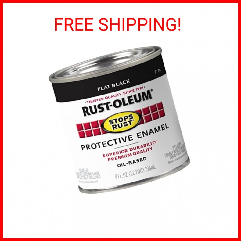 Rust-Oleum 7776730 Protective Enamel Paint, 8-Fl Oz, Flat Black(Pack of 1)